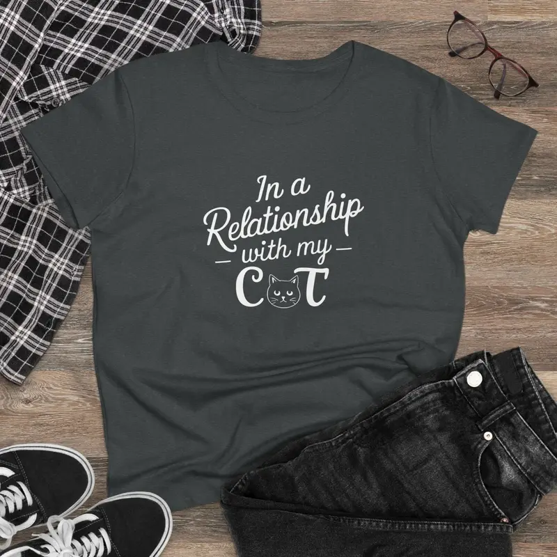In Relationship With Cat Women Graphic Tees 6