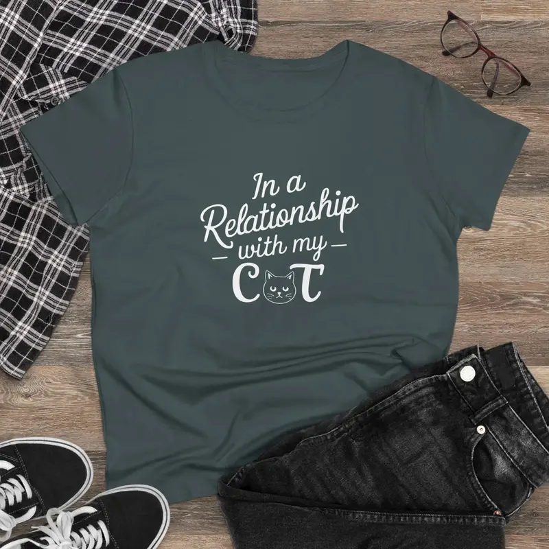 In Relationship With Cat Women Graphic Tees 7