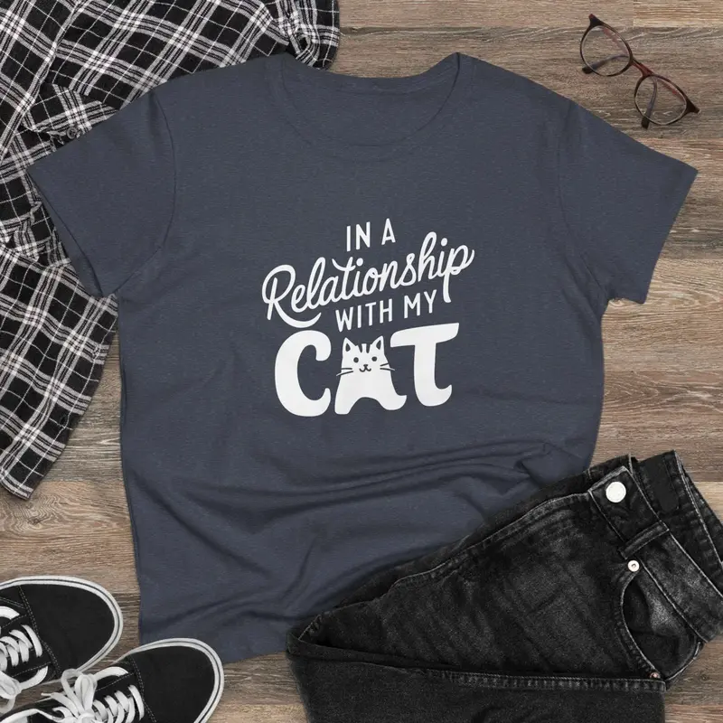 In Relationship With Cat Women Graphic Tees 7