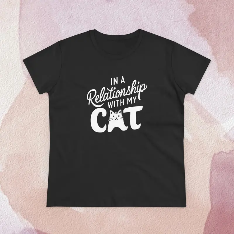 In Relationship With Cat Women Graphic Tees 8