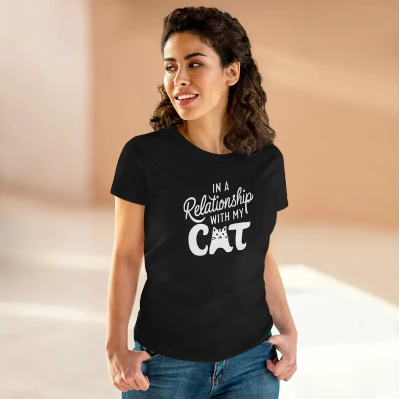 In Relationship With Cat Women Graphic Tees 9