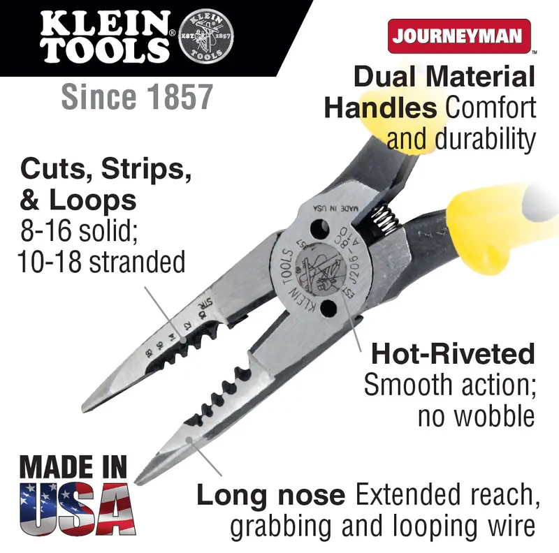 J206-8C - Pliers, All-Purpose Needle Nose, Spring Loaded, Cuts, Strips, 8.5-Inch 2