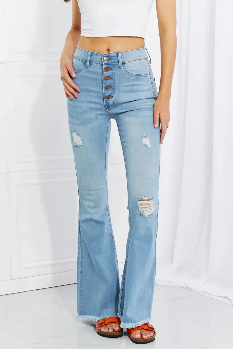 Jess Button Flare Jeans 1