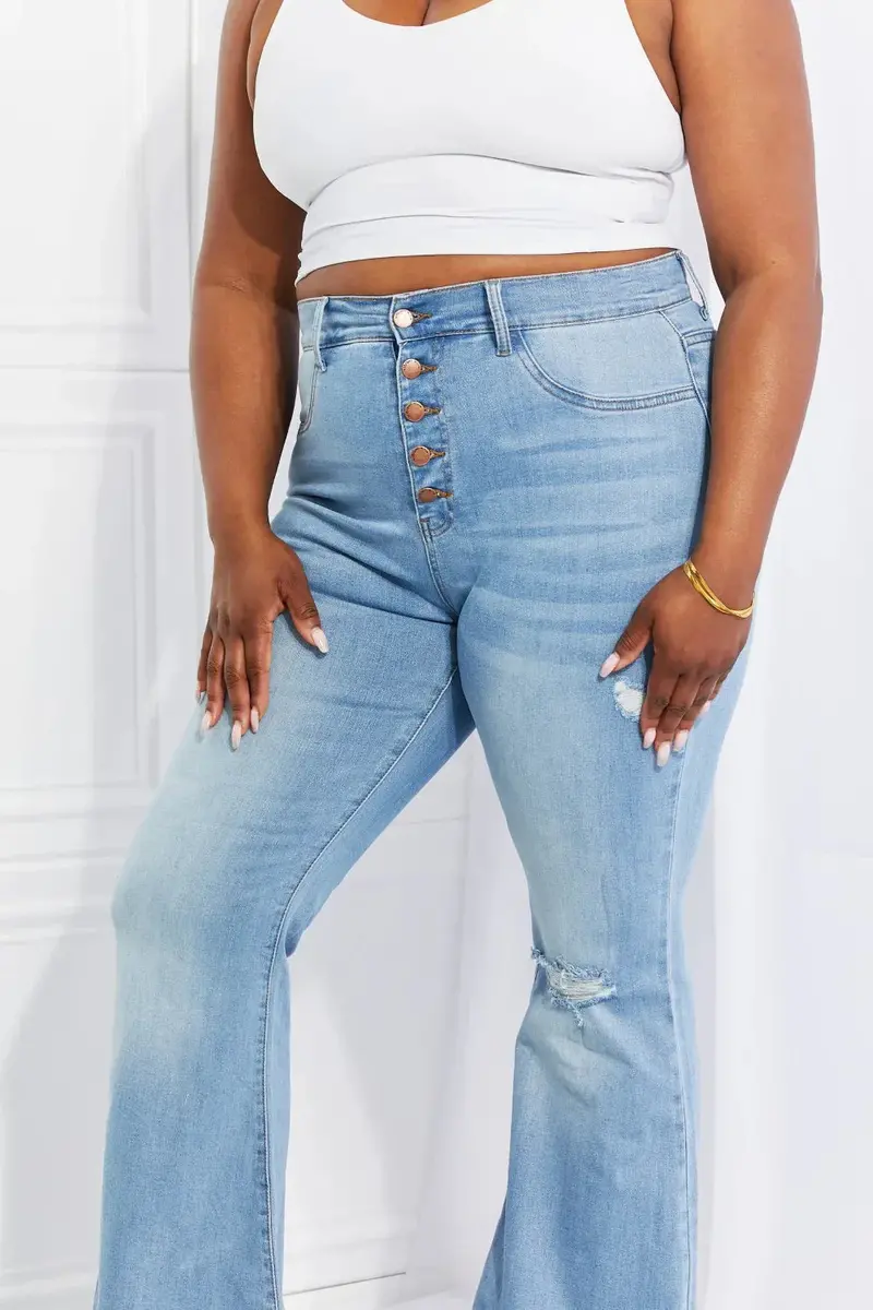 Jess Button Flare Jeans 10