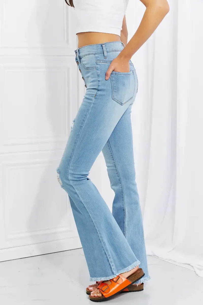 Jess Button Flare Jeans 3