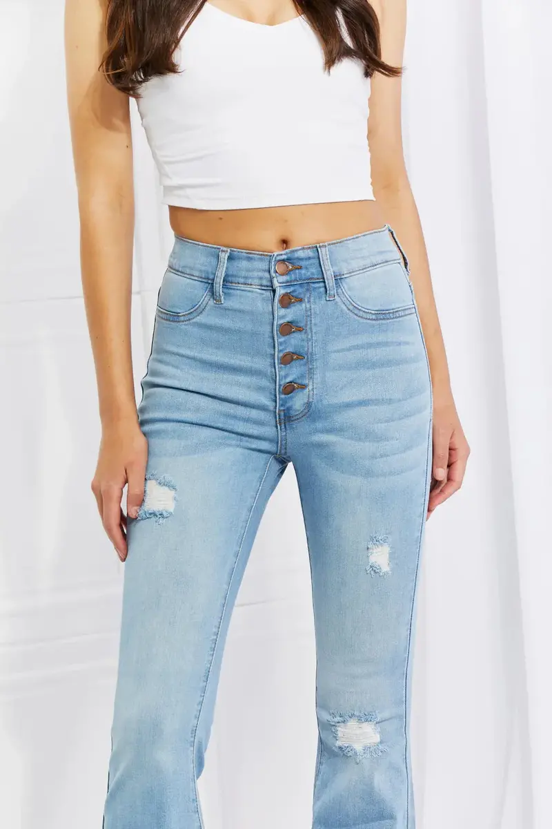 Jess Button Flare Jeans 5