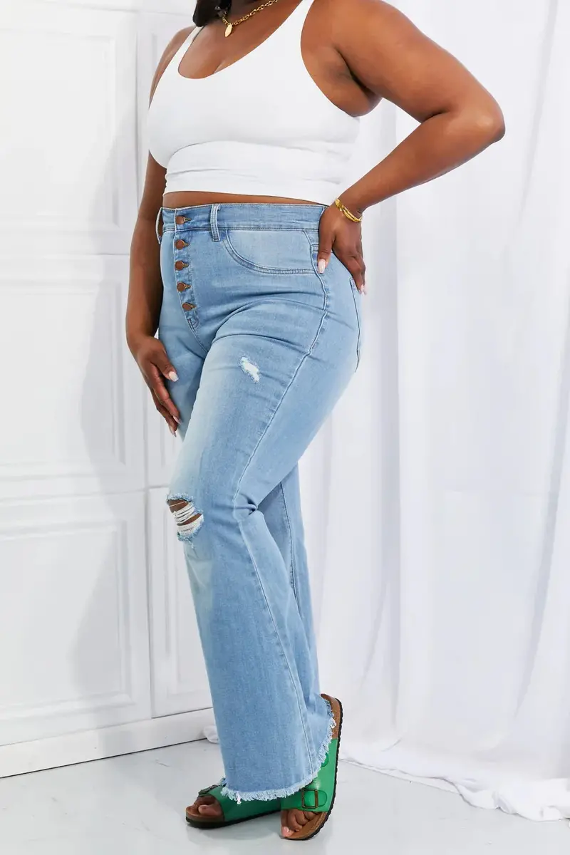 Jess Button Flare Jeans 8