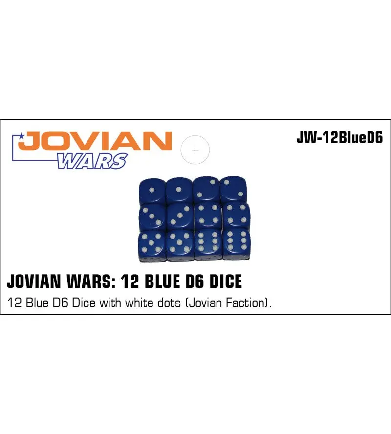 Jovian Wars: 12 Blue D6 With White Dots Jovian Faction 1