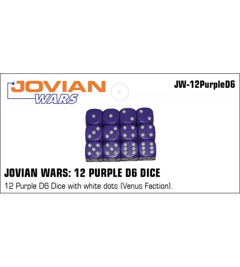 Jovian Wars: 12 Purple D6 With White Dots Venus Faction 1