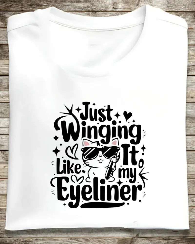 Just Winging It Like My Eyeliner Cotton T-Shirts 1