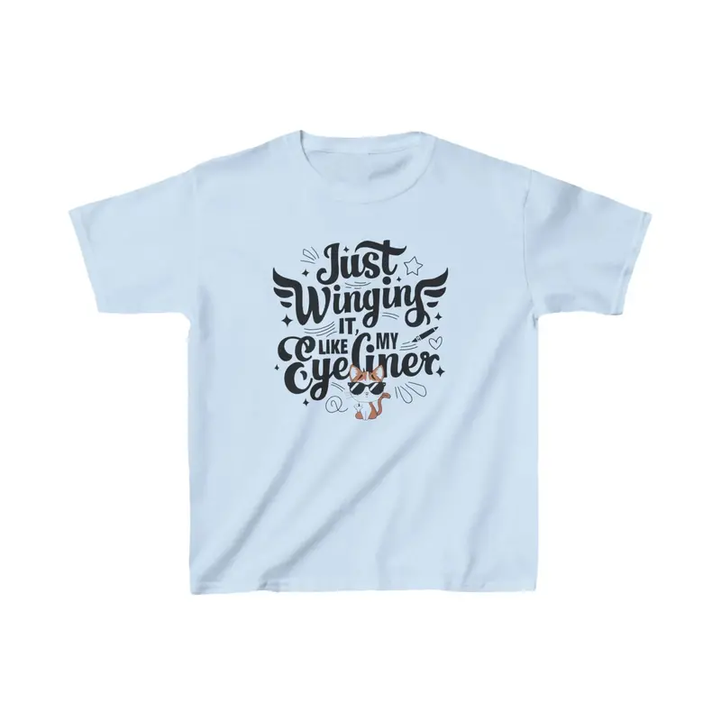 Just Winging It Like My Eyeliner Kid Cotton T-Shirt 10