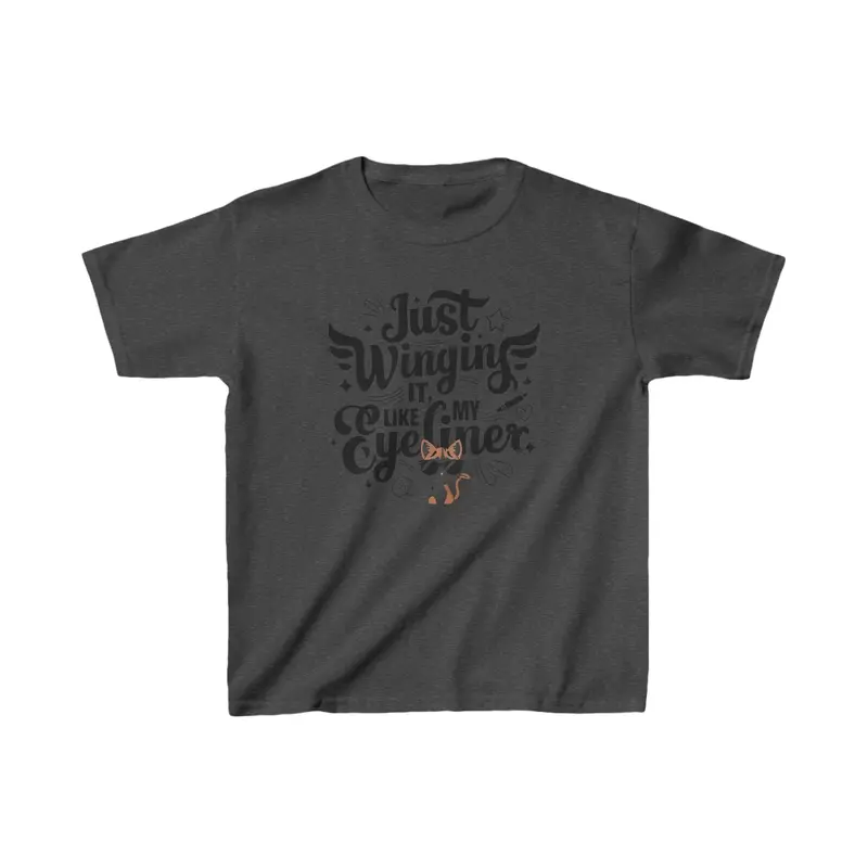 Just Winging It Like My Eyeliner Kid Cotton T-Shirt 11