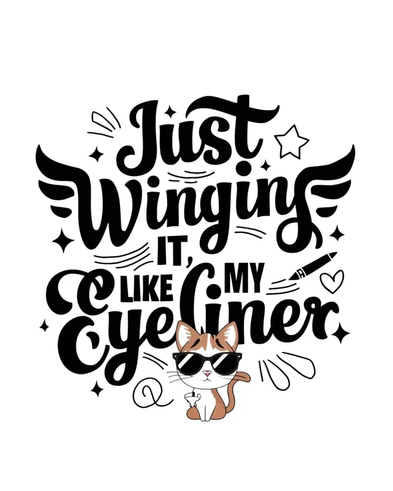 Just Winging It Like My Eyeliner Kid Cotton T-Shirt 2