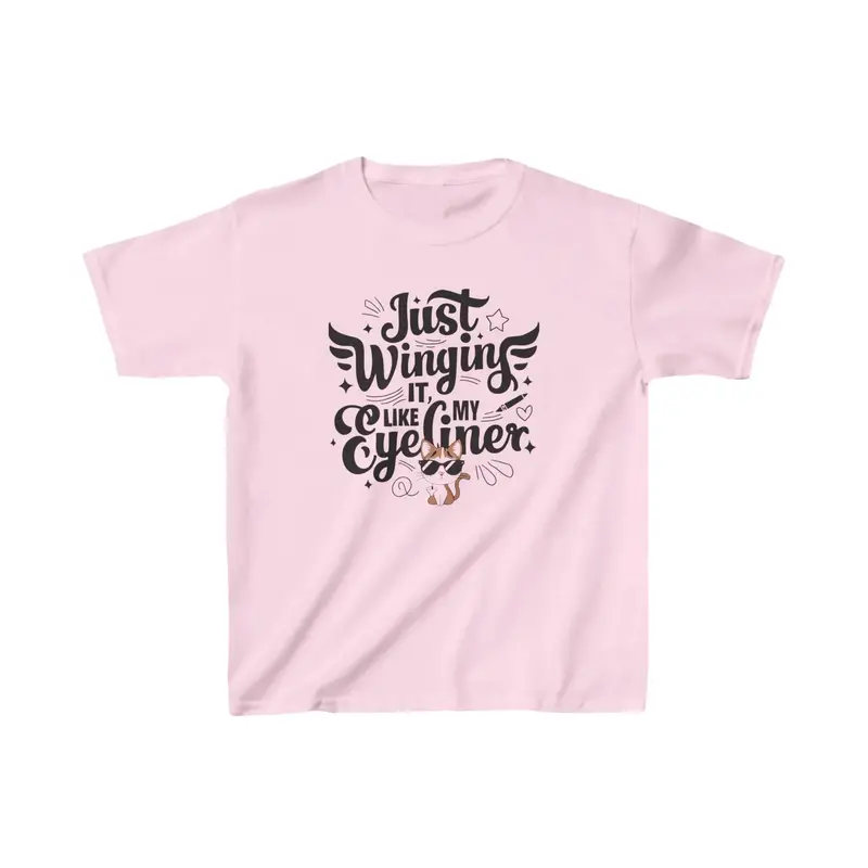 Just Winging It Like My Eyeliner Kid Cotton T-Shirt 6