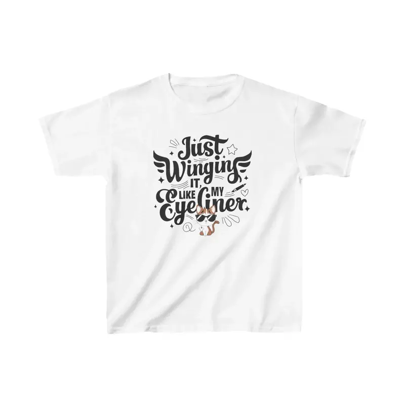 Just Winging It Like My Eyeliner Kid Cotton T-Shirt 8