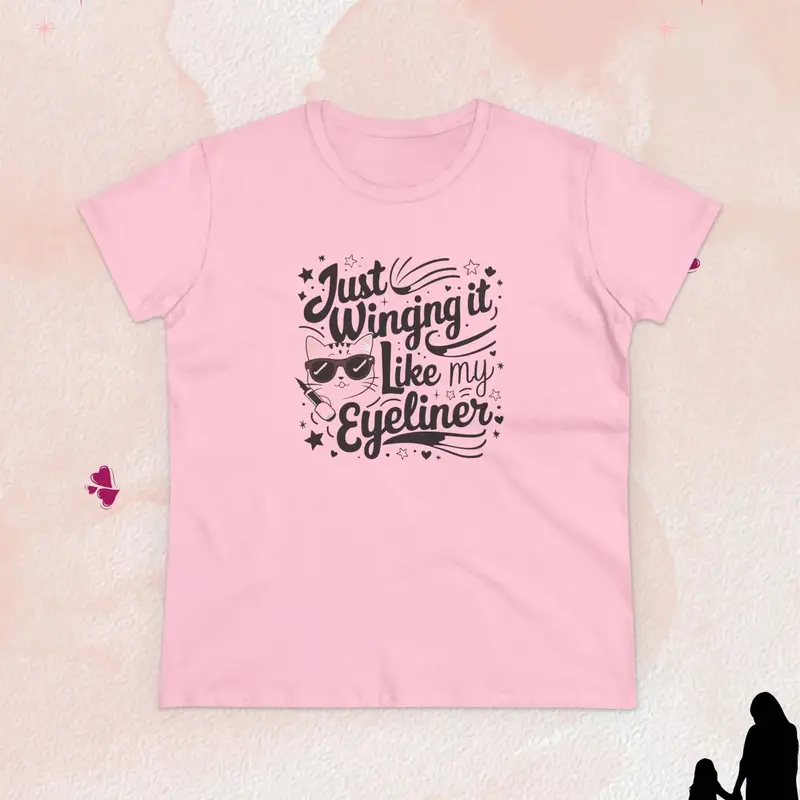 Just Winging It Like My Eyeliner Women Cotton Tshirts 9