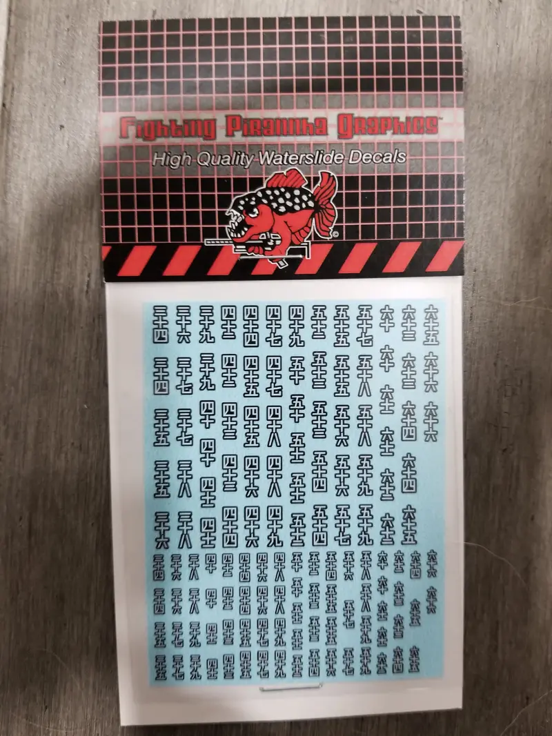 Kanji (Japanese Numerals) White On Black #34-66 Decals 1
