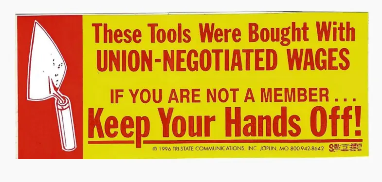 Keep Your Hands Off! W/Trowel Toolbox Decal, Bac Bricklayers #H-14 1