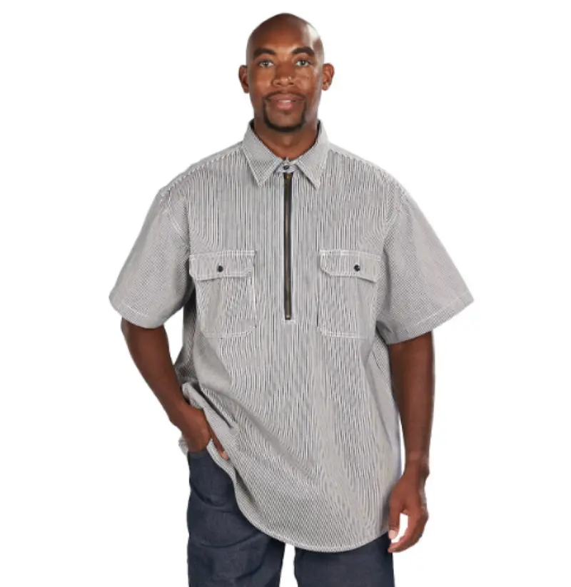Key Men's Hickory Half-Zip Short Sleeve Work Shirt 1