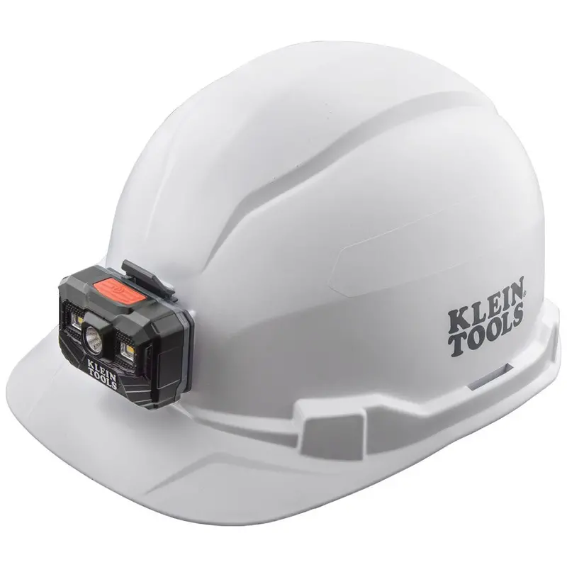 Klein Cap Style Hard Hat With Rechargeable Headlamp Type 1, Class E, White 1