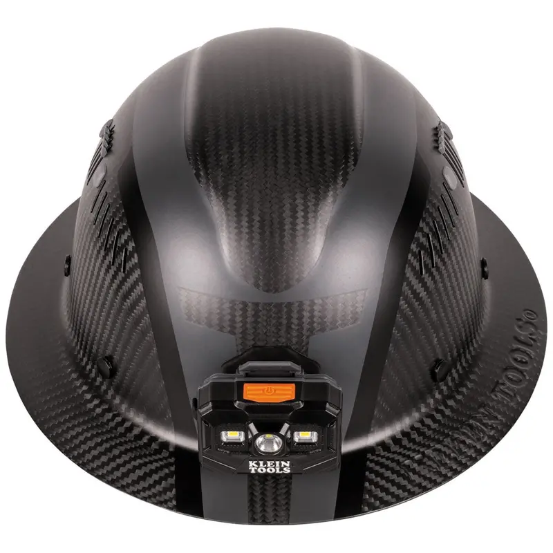 Klein Carbon Fiber Full Brim Hard Hat With Headlamp, Spartan Vented #60514 2