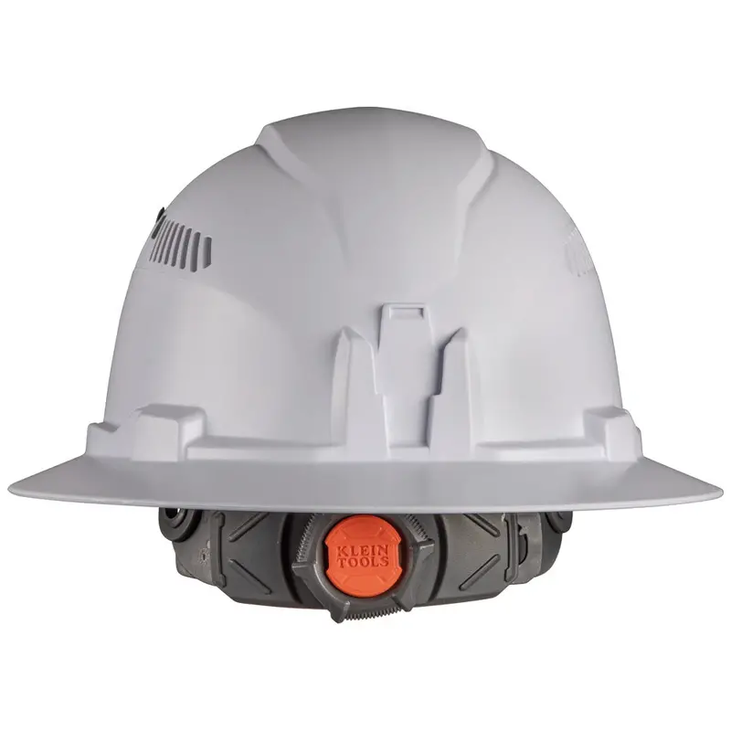 Klein Hard Hat, Vented, Full Brim With Headlamp, White 2