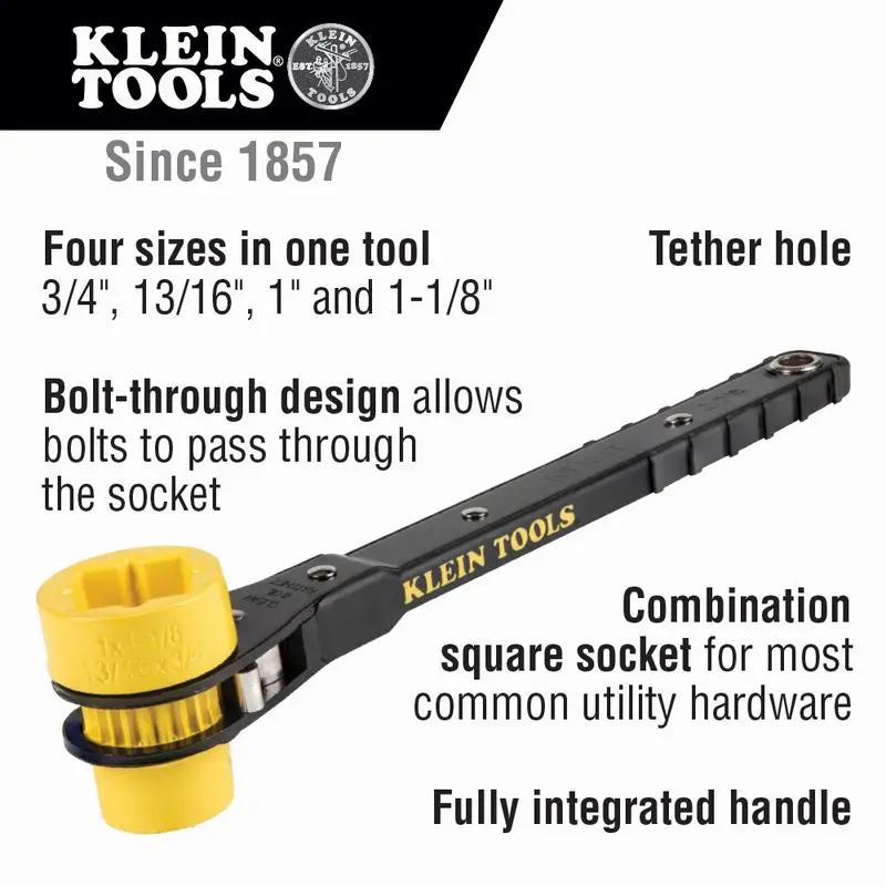 Klein Linemans Ratcheting Wrench #Kt151t 2