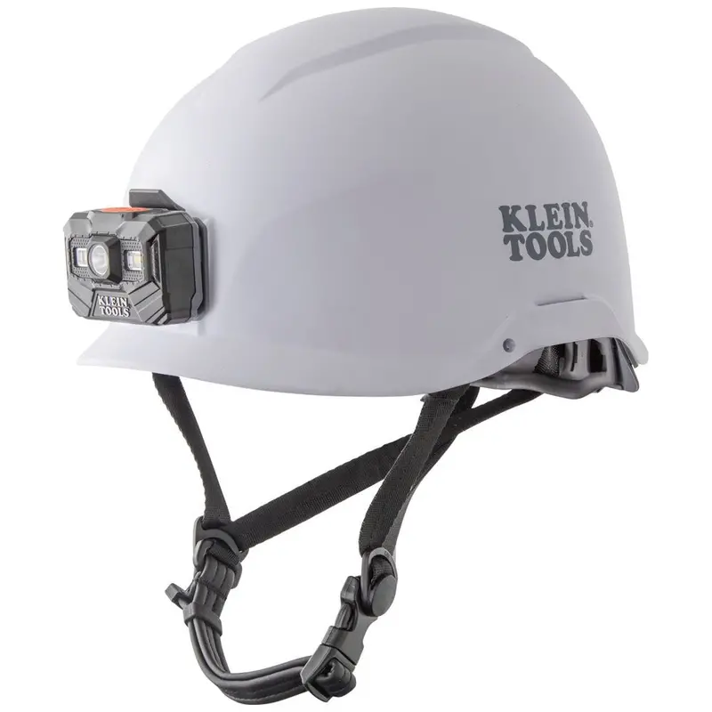Klein Safety Helmet, Non-Vented-Class E, With Rechargeable Headlamp, White #60146 1