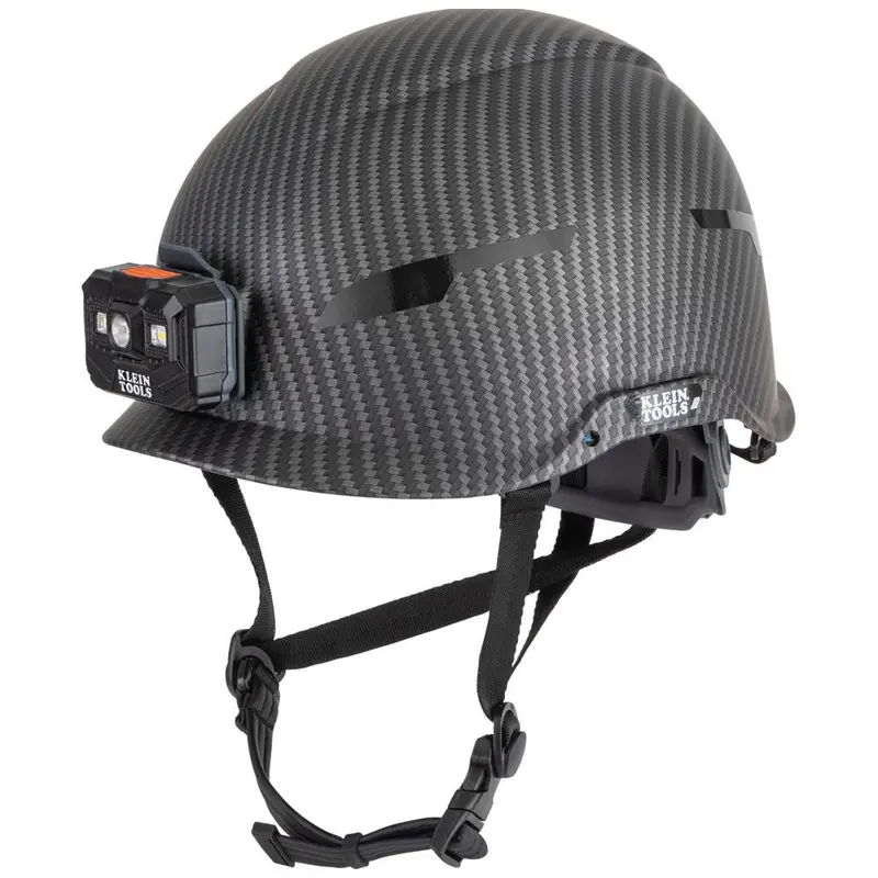Klein Safety Helmet, Premium Karbn™ Pattern, Non-Vented, Class E, Headlamp #60515 1