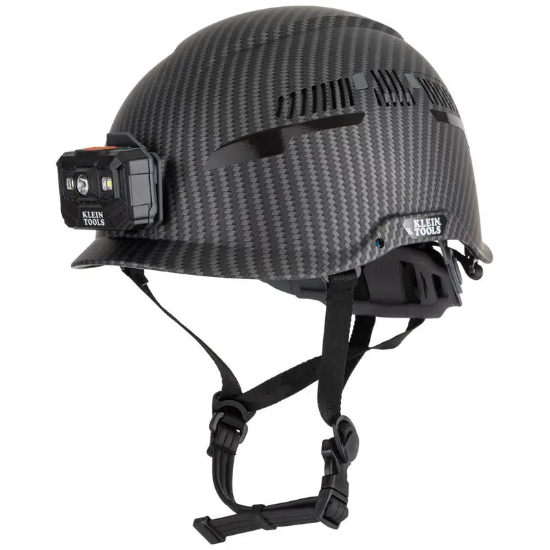 Klein Safety Helmet, Premium Karbn™ Pattern, Vented, Class C, Headlamp #60517 1