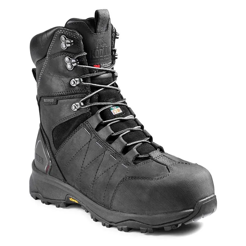 Kodiak Ice Conqueror Men's 8" Composite Toe Work Boot With Vibram® Arctic Grip® Black - 	Kd0a4tgdblk 1