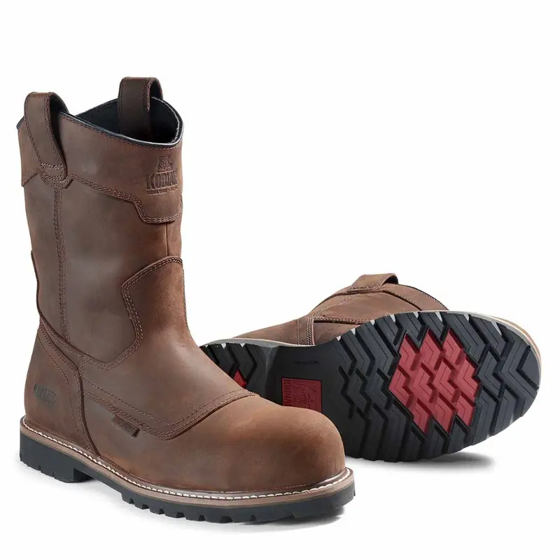 Kodiak Mckinney Wellington Men's Waterproof Pull-On Composite Toe Work Boot Kd0a4terdbx - Brown 6