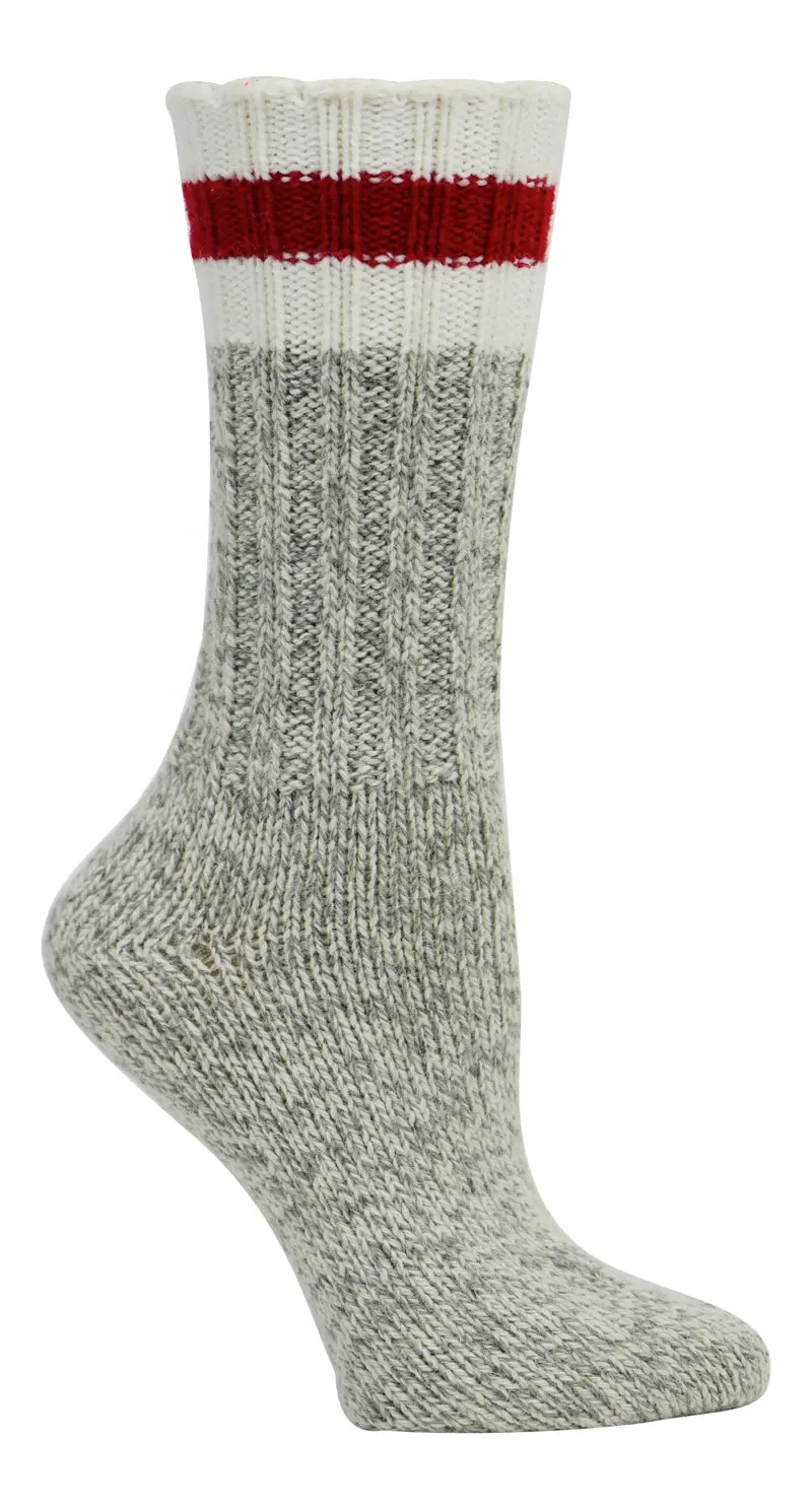 Kodiak Women's Merino Wool Blend Work Socks 2534-1L - Grey/Red 2