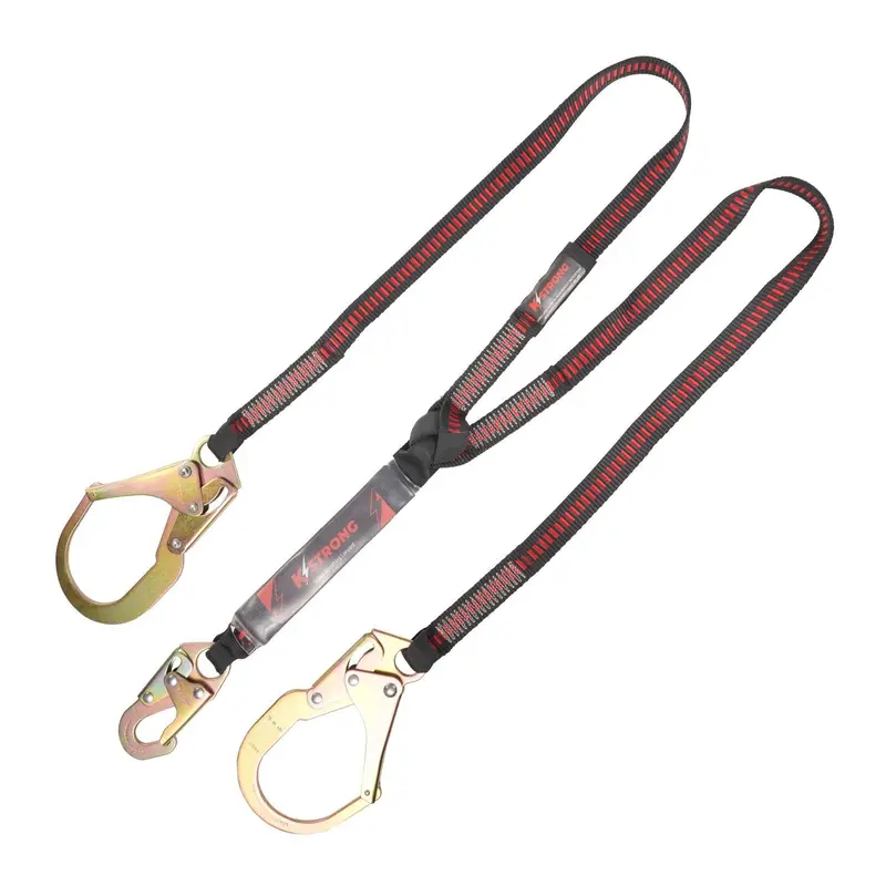 Kstrong® 6 Ft. Twin Leg 100% Tie-Off Clear Pack Design Shock Absorbing Lanyard With Snap Hook And Rebar Hooks (Ansi) 1