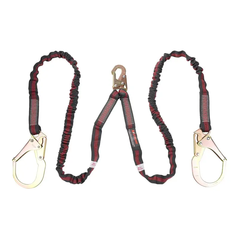 Kstrong® 6 Ft. Twin Leg 100% Tie-Off Internal Design Shock Absorbing Lanyard With Snap Hook And Rebar Hooks (Ansi) 1