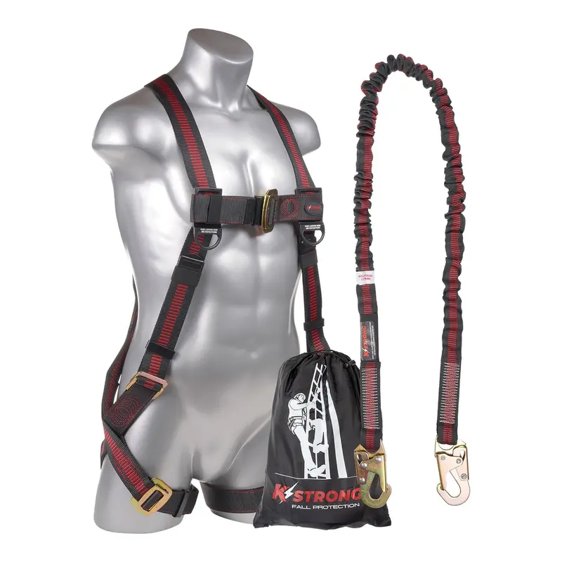 Kstrong® Kapture™ Elite 5-Point Full Body Harness, Dorsal D-Ring, Mb Legs With Internal Design Shock Absorbing Lanyard With Snap Hooks 1