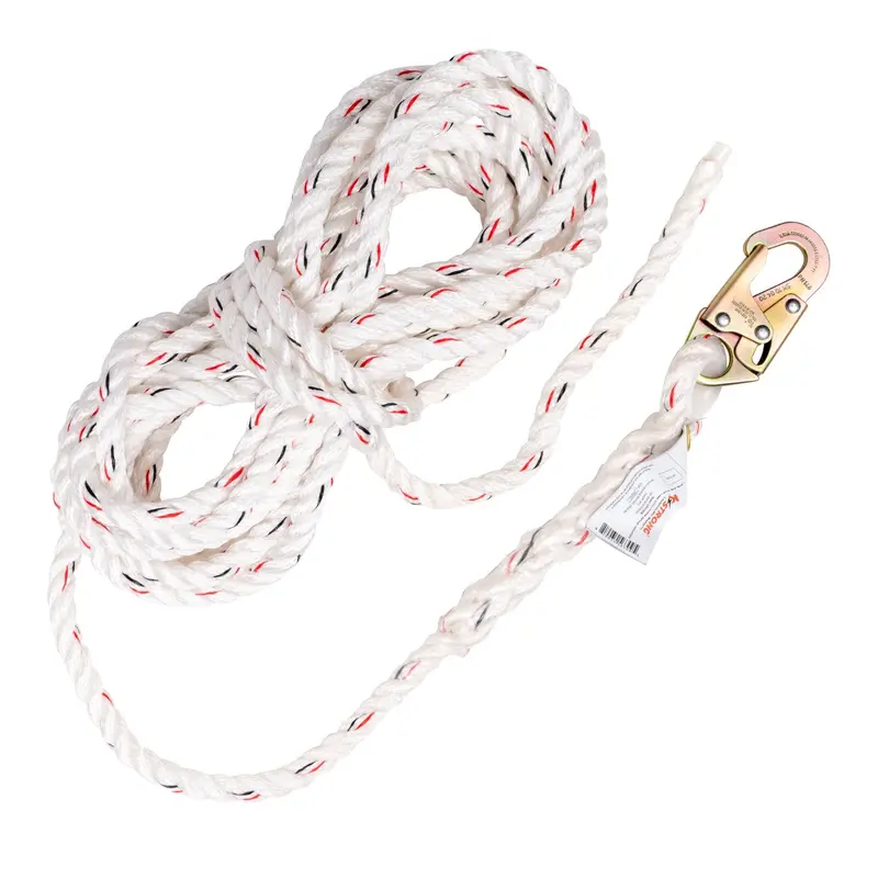 Kstrong Vertical Polysteel Rope Lifeline, Locking Snap Hook On Anchor End, Other End Cut And Taped 1