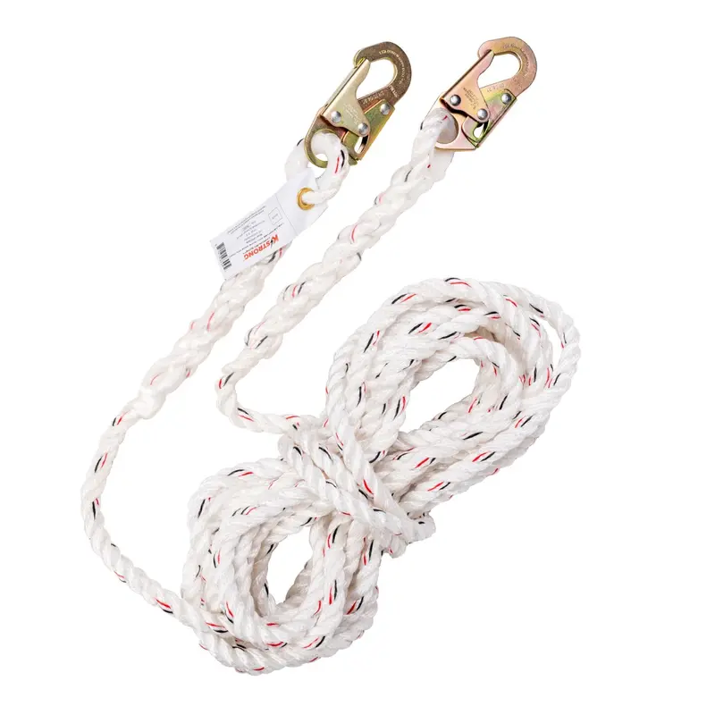 Kstrong Vertical White Polydac Rope Lifeline With Snap Hooks At Both Ends 1