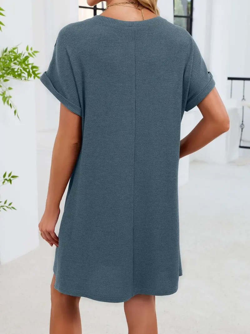 Lace Round Neck Short Sleeve T-Shirt Dress 14