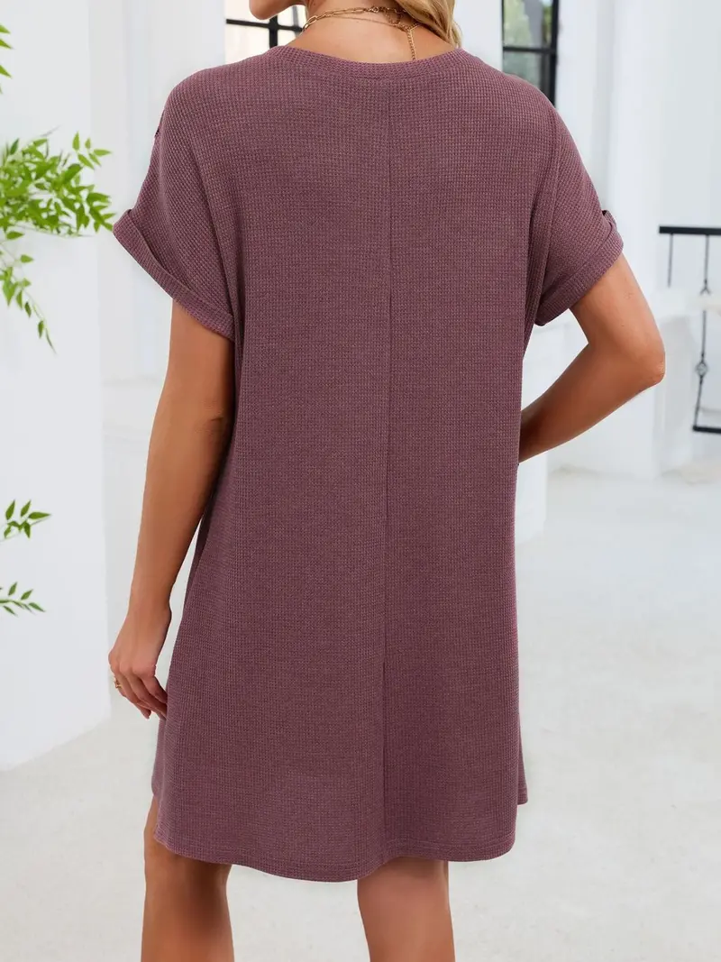 Lace Round Neck Short Sleeve T-Shirt Dress 5
