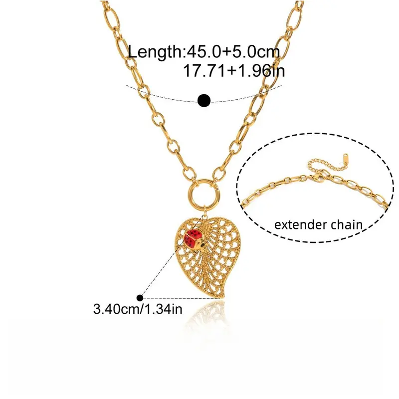 Ladybug And Leaf Chain Titanium Steel Necklace 1