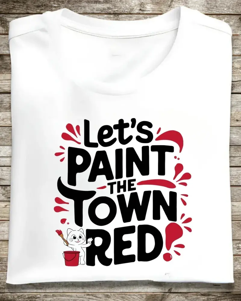 Let Paint The Town Red Idiom Cotton T-Shirt 1