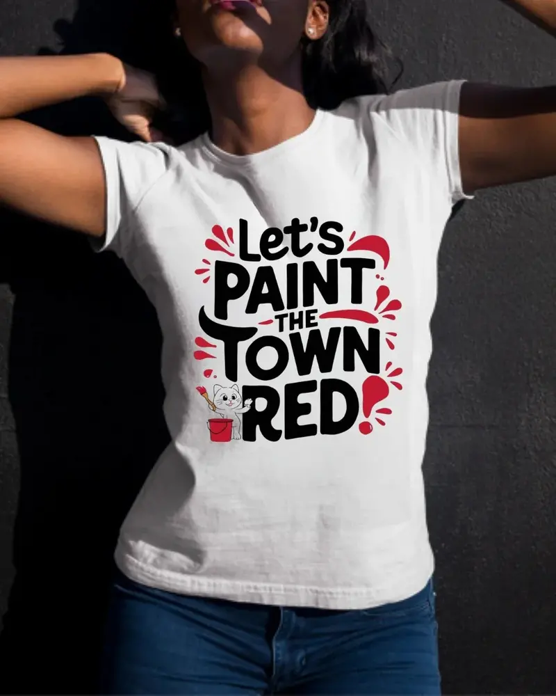 Let Paint The Town Red Idiom Cotton T-Shirt 3