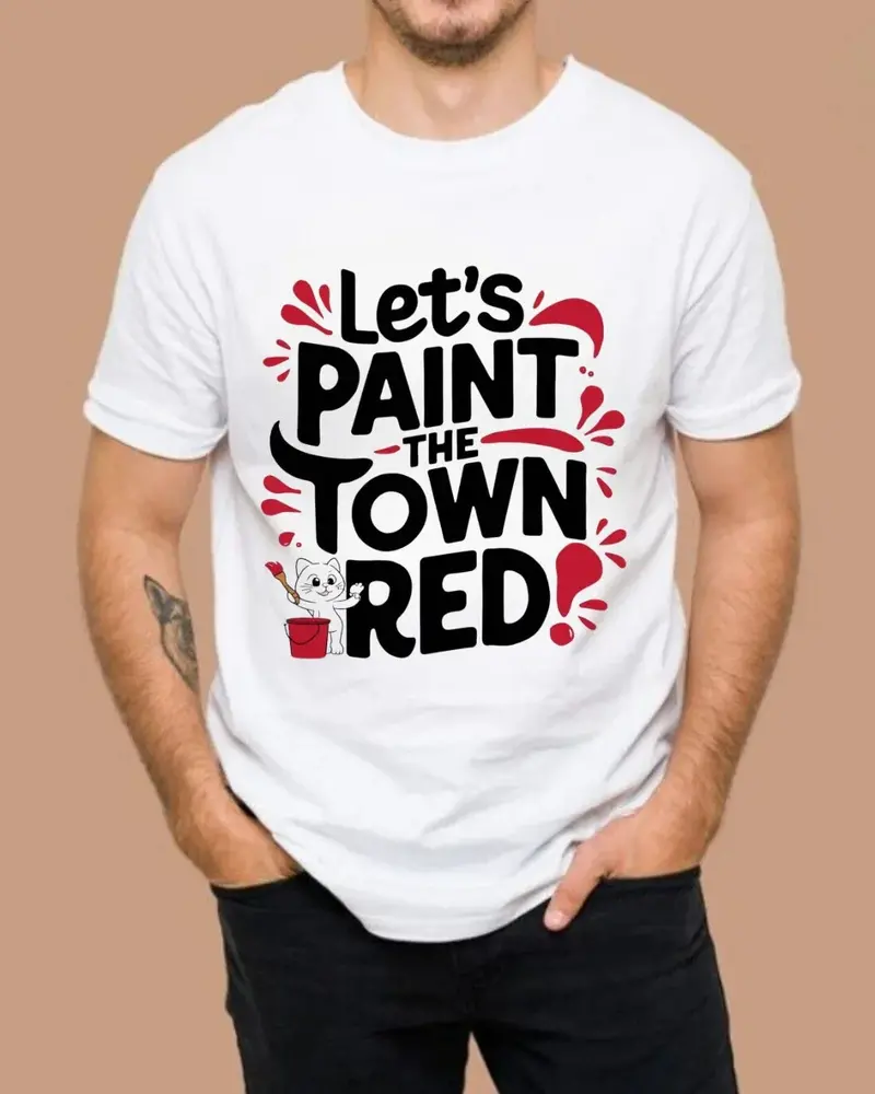 Let Paint The Town Red Idiom Cotton T-Shirt 4
