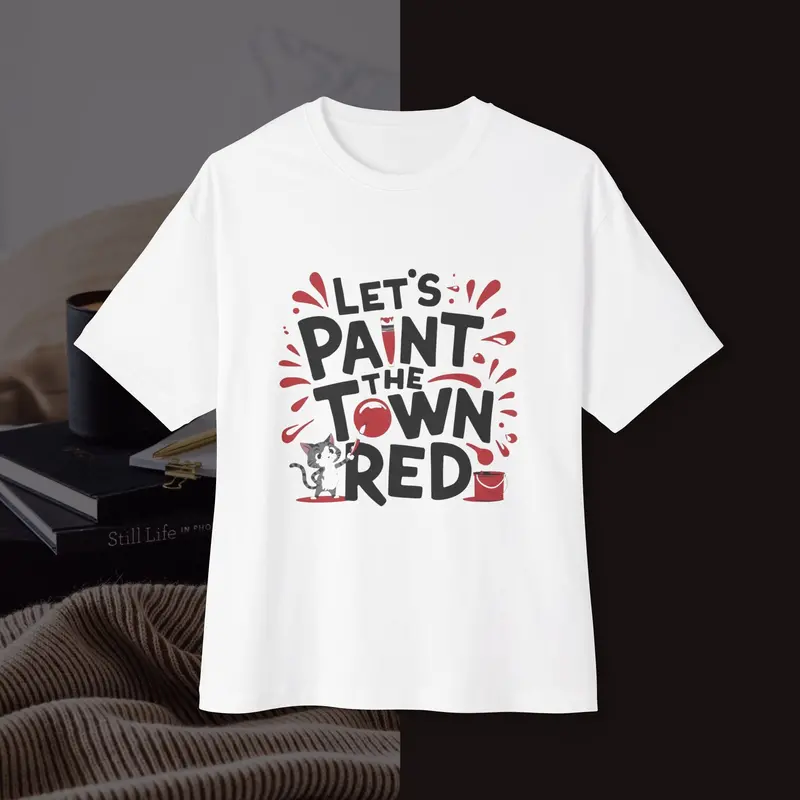 Let's Paint The Town Red Unisex Oversized Boxy Tee 3