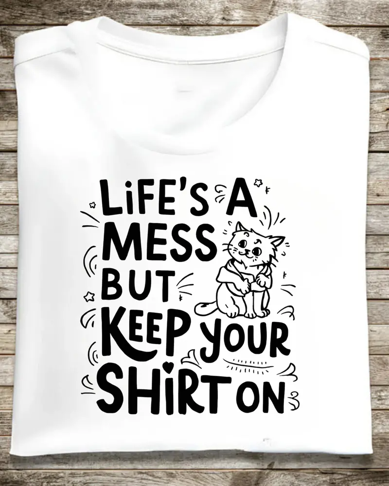 Life Mess Keep Your Shirts On Cotton Tshirt 1