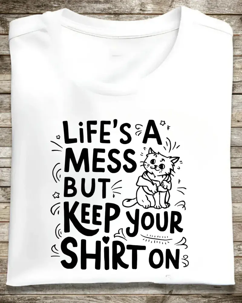 Life Mess Keep Your Shirts On Idiom Unisex Cotton T-Shirt 1