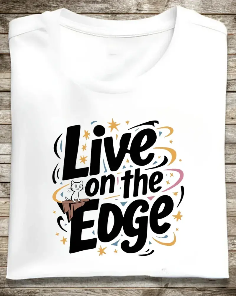 Live On The Edge Idiom Cotton T-Shirts 1