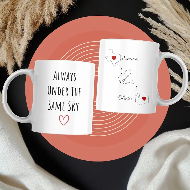 Long Distance Friend Mug, Personalized Long Distance Friend Gift For Best Friends Birthday Gifts, Custom Bestie Friendship Coffee Cup 2