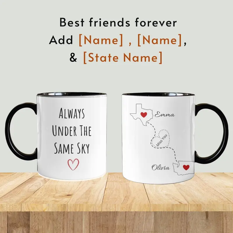 Long Distance Friend Mug, Personalized Long Distance Friend Gift For Best Friends Birthday Gifts, Custom Bestie Friendship Coffee Cup 3